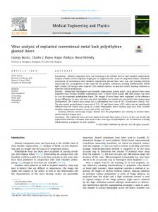 Wear analysis of explanted conventional metal back polyethylene ...