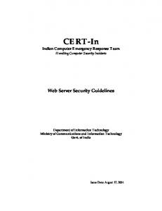 Web Server Security Guidelines - Delhi