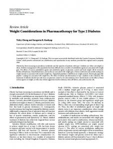 Weight Considerations in Pharmacotherapy for Type 2 Diabetes