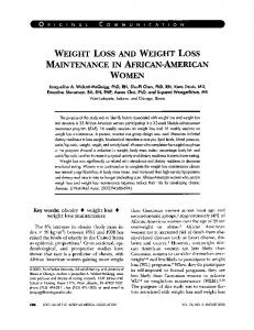 weight loss and weight loss maintenance in african ... - NCBI - NIH