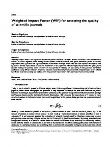 Weighted Impact Factor (WIF) for assessing the quality of ... - arXiv