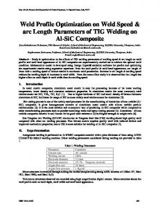 Weld Profile Optimization on Weld Speed & arc ...