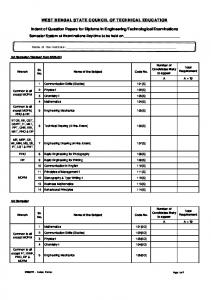 WEST BENGAL STATE COUNCIL OF TECHNICAL EDUCATION ...