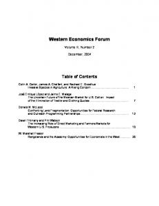 Western Economics Forum - Western Agricultural Economics ...