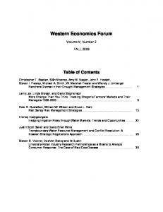 Western Economics Forum - Western Agricultural Economics ...