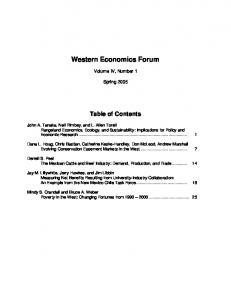 Western Economics Forum - Western Agricultural Economics