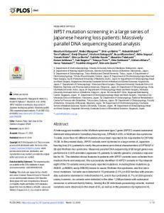 WFS1 mutation screening in a large series of Japanese ... - PLOS