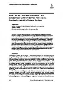 What Can We Learn from 'Innovative' Child Care Services? Children's ...