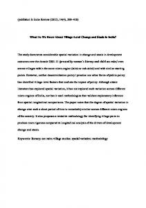 What Do We Know About Village-Level Change and ...
