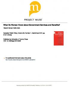 What Do Women Know about Government Services ...