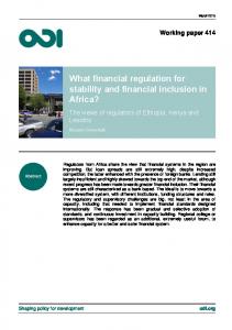 What financial regulation for stability and financial inclusion in Africa ...