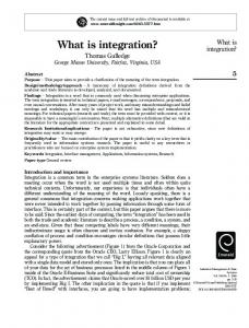 What is integration? - CiteSeerX