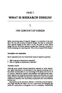 WHAT IS RESEARCH DESIGN? 1