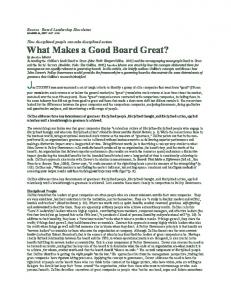 What Makes a Good Board Great?