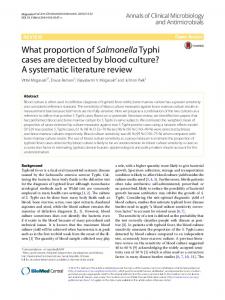 What proportion of Salmonella Typhi cases are detected by blood