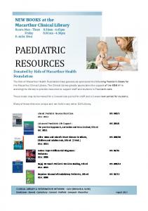 Whats New - Paediatrics - Aug 2013