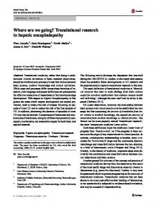 Where are we going? Translational research in hepatic ... - Springer Link