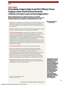 White Matter Integrity Determined With Diffusion ...