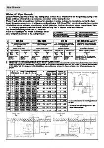 Whitworth Pipe Threads - Hahnreiter