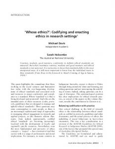 'Whose ethics?': Codifying and enacting ethics in research ... - Informit