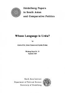 Whose Language is Urdu?