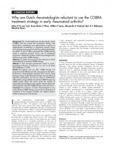 Why are Dutch rheumatologists reluctant to use the COBRA treatment ...