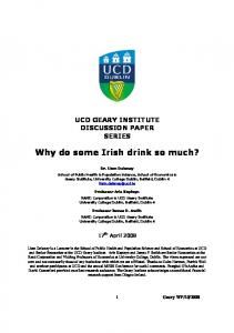 Why do some Irish drink so much? - University College Dublin