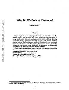 Why Do We Believe Theorems?