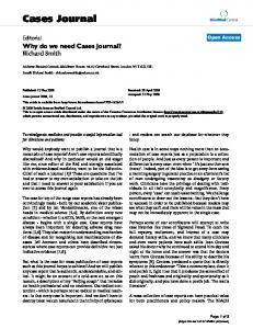 Why do we need Cases Journal?