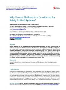 Why Formal Methods Are Considered for Safety Critical Systems?