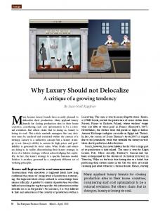 Why Luxury Should not Delocalize