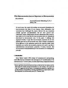 Why Macroeconomics does not Supervene on ... - CiteSeerX