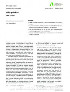 Why publish? - Wiley Online Library