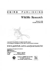 Wildlife Research - CSIRO Publishing