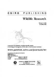 Wildlife Research - UQ eSpace - University of Queensland