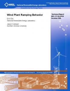 Wind Plant Ramping Behavior - NREL