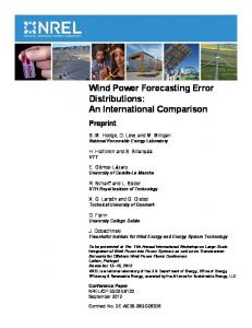 Wind Power Forecasting Error Distributions - NREL