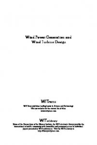 Wind Power Generation and Wind Turbine Design - WIT Press