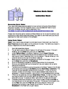 Windows Movie Maker Instruction Sheet