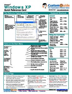 Windows Quick Reference, Microsoft Windows XP ... - CustomGuide