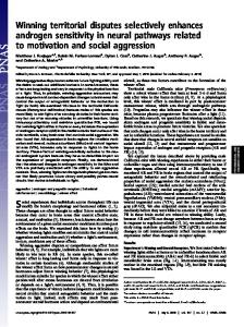 Winning territorial disputes selectively enhances androgen sensitivity ...