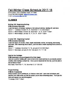 Winter-Spring 2014 Class Schedule - Knitting Nation