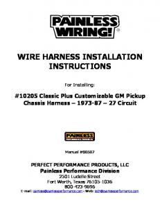 WIRE HARNESS INSTALLATION INSTRUCTIONS