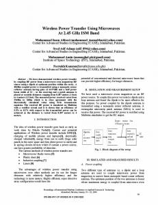 Wireless Power Transfer Using Microwaves At 2.45 GHz ... - IEEE Xplore