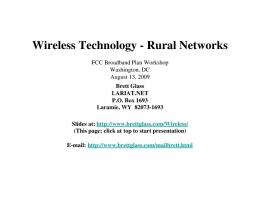 Wireless Technology - Rural Networks - Broadband.gov