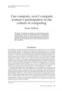 women's participation in the culture of computing - Wiley Online Library