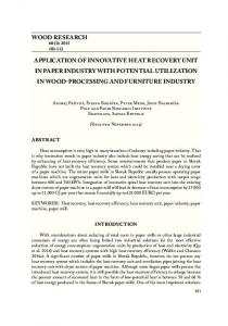 wood research application of innovative heat recovery unit in paper ...