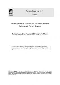 Working Paper No. 117 Targeting Poverty: Lessons from Monitoring ...