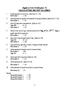 Worksheet 1 - Buchanan Math Department