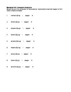 Worksheet #6: Combustion Reactions